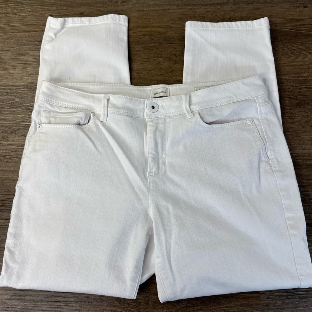 J. Jill Authentic Fit Slim Ankle, White Denim Jeans, size 10P - Picture 3 of 10